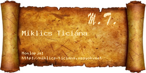 Miklics Ticiána névjegykártya